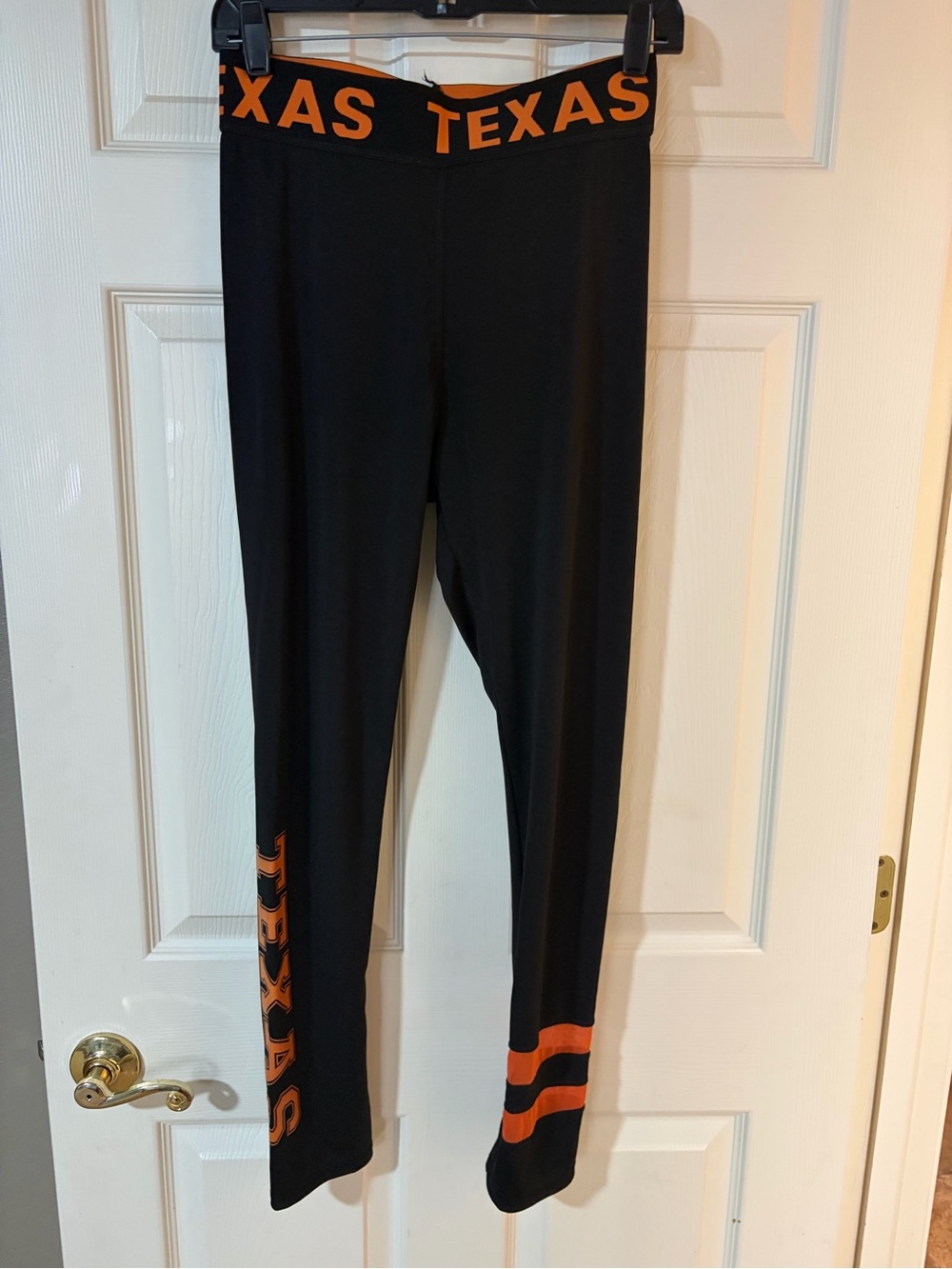 Juniors Black & Orange 'TEXAS' Logo Leggings, size L/XL